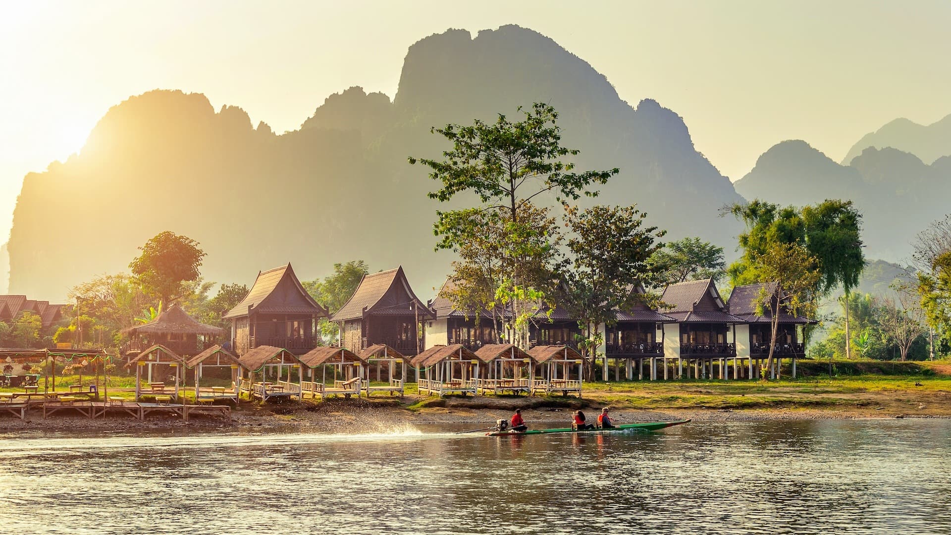 Misty sunrise over the mountains of Northern Laos.